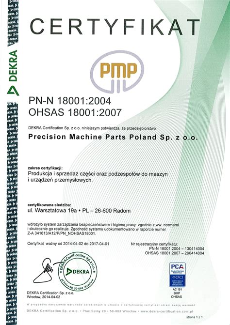 Precision Machine Parts Poland. Sp. Z O.o., Radom